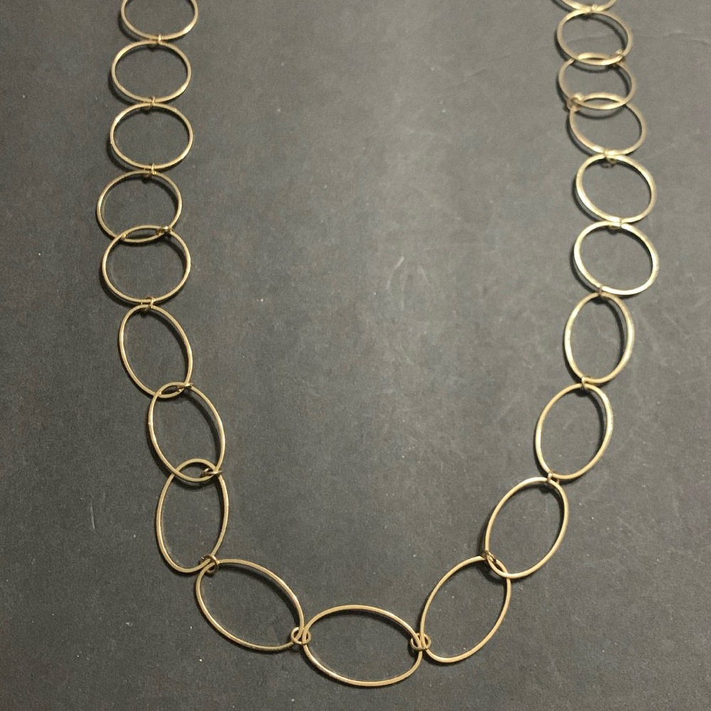 Gold circle & oval hoop necklace 28 inch